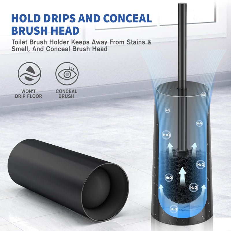 IXO Stainless Steel Toilet Brush with Holder  Black - Image 5